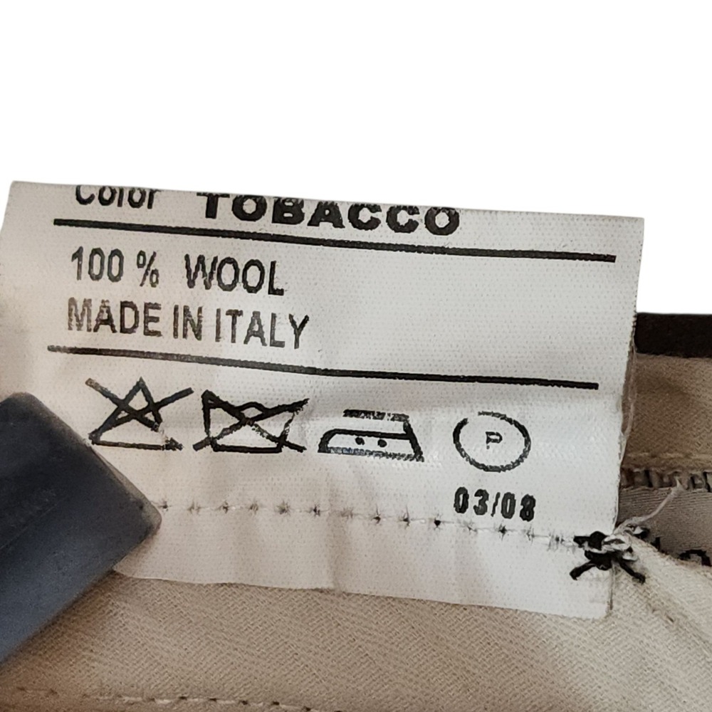 Santorelli Dress Pant Trouser 34x28 Men Luxury Serge Brown Wool Flat Front Italy - Picture 4 of 12